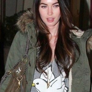 Megan Fox Look Alike Green Parka with Faux Fur Hood